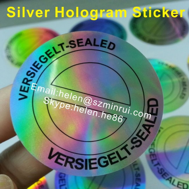 silver holographic sticker,tamper proof self adhesive hologram