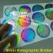 round silver hologram tamper proof label