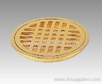 Circular Zinc Alloy Gold Plated Floor Drain with Clean Out with Outlet 96mm
