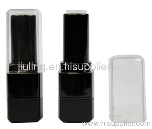 luxurious effect matte black square shape plastic cosmetics lipstick tubes with lid