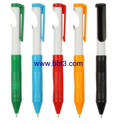 Promotional bottle opener ballpen with rubber grip