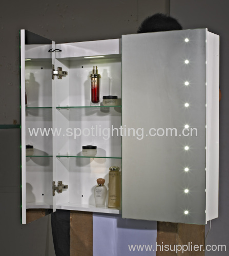 Illuminated bathroom mirror cabinet