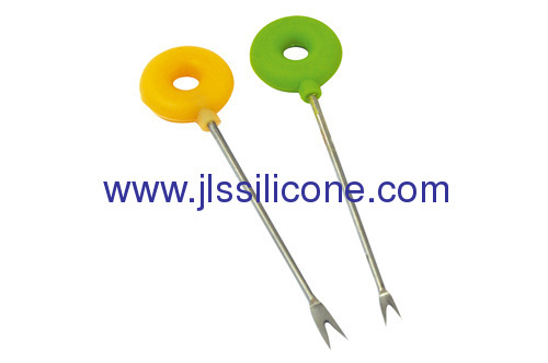 Silicone snack and fruit fork with donut style