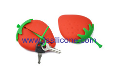 Strawberry style silicone keychain bag