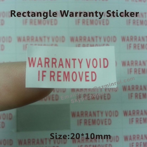 rectangle destructible warranty void if removed or damaged label
