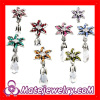 Mixed silver european flower Lily Briolette crystal Dangle charms for bracelets