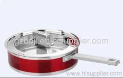 stainless steel red coated frying pan