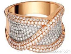 Rose gold plating CZ ring for women