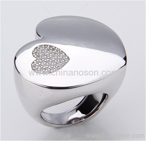 CZ stones heart shaped alloy jewellery ring