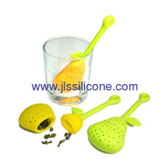 Heat resistant tea infuser and strainer silicone rubber tea bag in Pear style