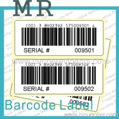 Tamper Proof Fragile Barcode Sticker with Serial Numbers