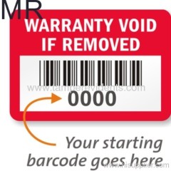 Destructible Vinyl Labels,Tamper Proof Fragile Barcode Sticker with Serial Numbers,Warranty VOID If Removed Sticker