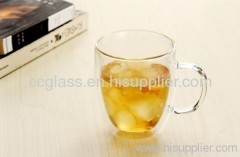 Hand Made Borosilicate Double Wall Glass Coffee Mug