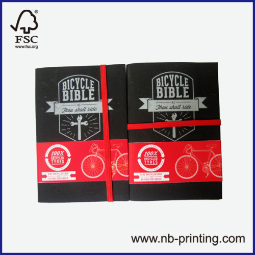 A5 recycled tyres/rubber cover notebook/manual/planner with elastic band bicycle bible