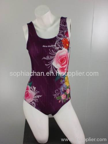 One Piece Flower Pattern Sports Swimwear