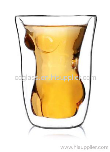 Hand Blown Double Wall Glass Beauty Women Shape Cups