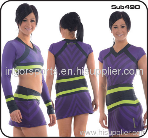 Long Sleeve Cheerleading Sportswear , Custom Cheer Shorts