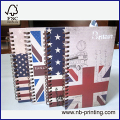 4 subject hardcover spiral notebook/diary/planner with national flag