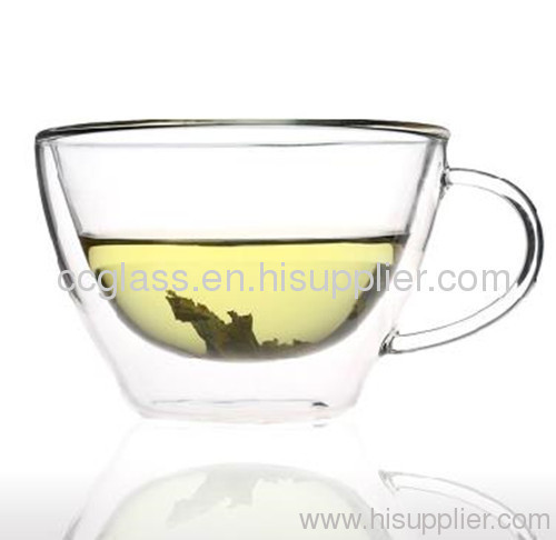 Pure Hand Made Pyrex Double Wall Glass Teacup