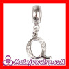 Fine sterling silver crystal dangle European letther charm beads