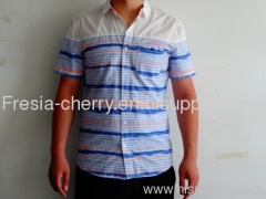 Men's casual shirt with solid fabric and printing fabric