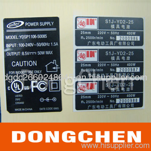 High quality waterproof electronic products label/electrical label