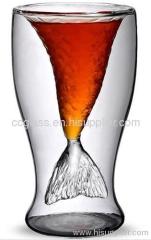 Innovative Design Hand blown Double Wall Glass Beer Cup