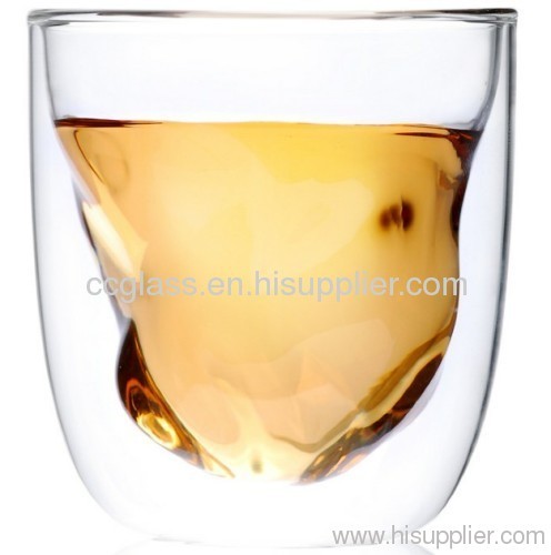 Innovative Design Mouth Blown Double Wall Glass Coffee Cup