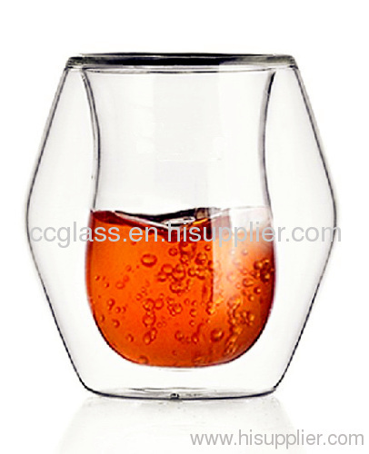 Hand Blown Borosilicate Double Wall Glass Coffee Cup