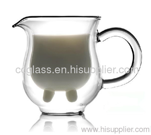 Non Toxic Hand Blown Double Wall Glass Milk Cup