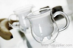 Hand Blown Double Wall Glass Milk Cup