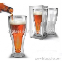 Hand Made Borosilicate Double Wall Glass Beer Cup