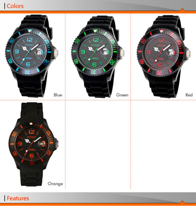 Intimes sport watch IT-057S watch movement japan quartz 5ATM water-resistant plastic case silicon band