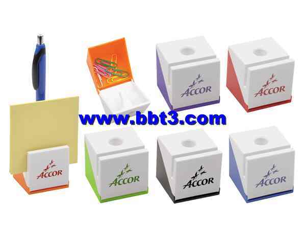 Promotional pen holder with clip holder and memo holder