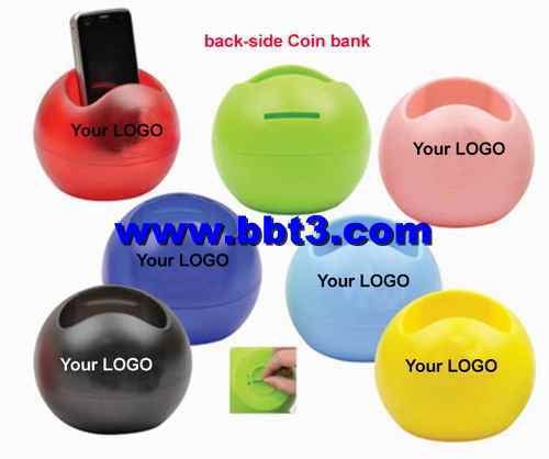 Mobile phone holder with coin bank