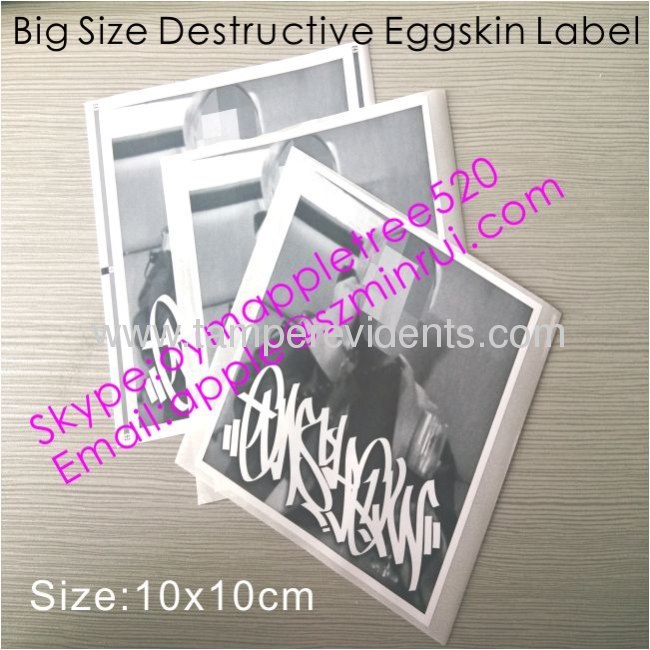 Custom Big Size Fragile Eggskin Labels,Destructive Tamper Proof Sticker with UV inks,Make Your Own Security Stickers