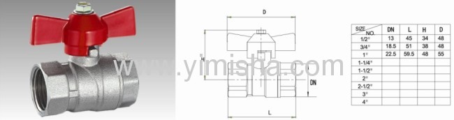 Brass Red Butterfly HandleHard Seal Ball Valve