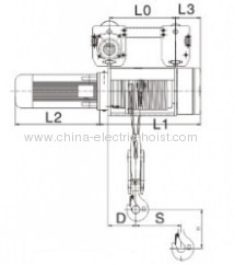 TBM SH hook-suspension Type hoist (2/1 rope reeving)