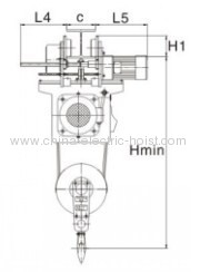 TBM SH hook-suspension Type hoist (2/1 rope reeving)