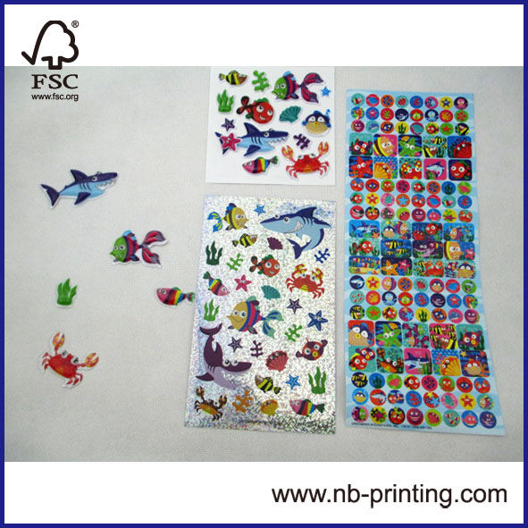 carton PVC foam/puffy & paper stickers for children ECO-friendly