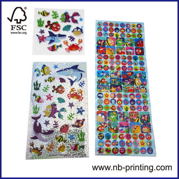 carton PVC foam/puffy & paper stickers for children ECO-friendly