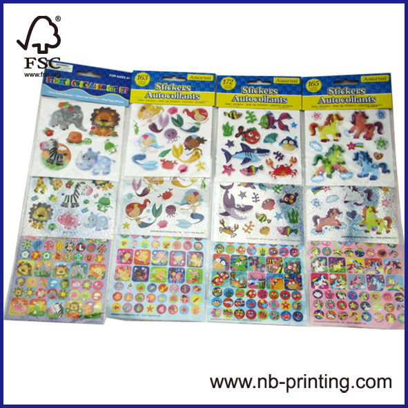 carton PVC foam/puffy & paper stickers for children ECO-friendly