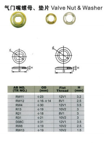 Tire Valve Nut & Washer