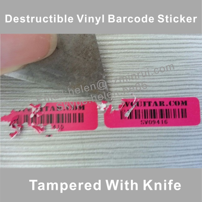 Strong Adhesive Eggshell Barcode Labels For Asset ID Tracing,One Time Use Destructible Bar code Sticker