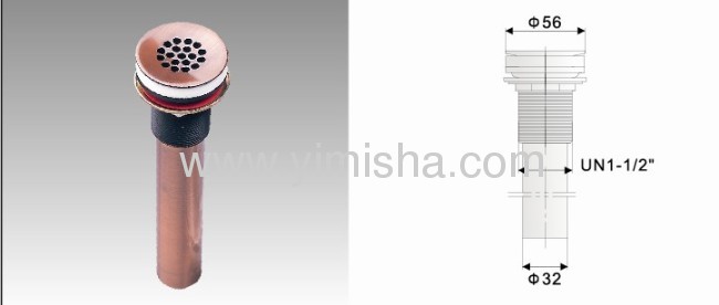 YIMISHA Brass Red Waste Drain for Wash Basin 