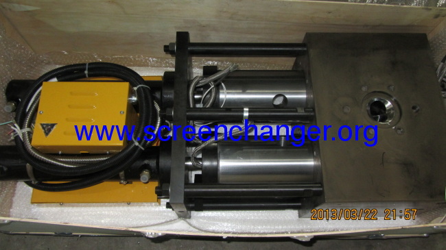 twin column hydraulic screen changer