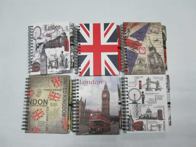 A6 6 subjectcollege ruled hardcover spiral notepad/notebook with pen set