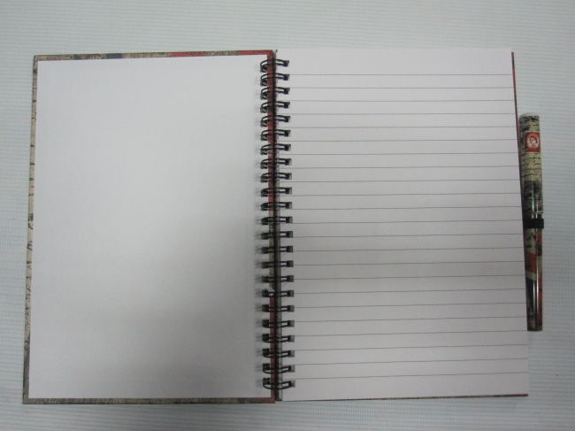 A5 6 subject hardcover double spiral notebook college ruled with pen set