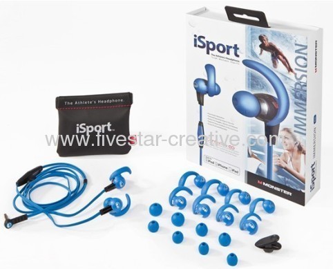 Monster iSport Blue Immersion In-Ear Headphones with ControlTalk