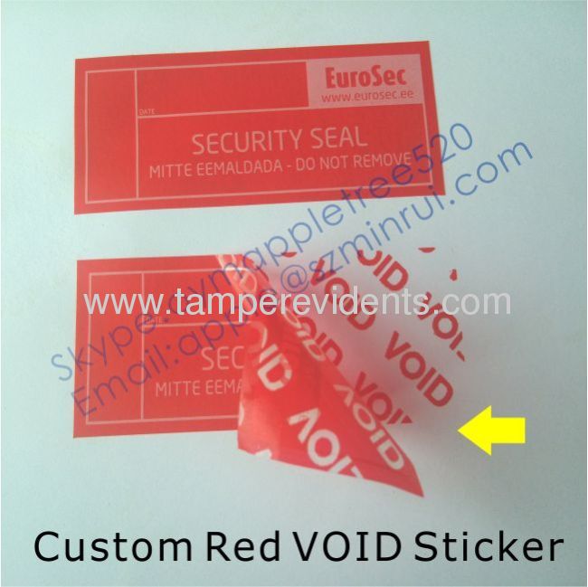 Custom RED Total Transfer VOID Sticker,Warranty VOID Security Label,Matt Tamper Evident VOID Seal Stickers